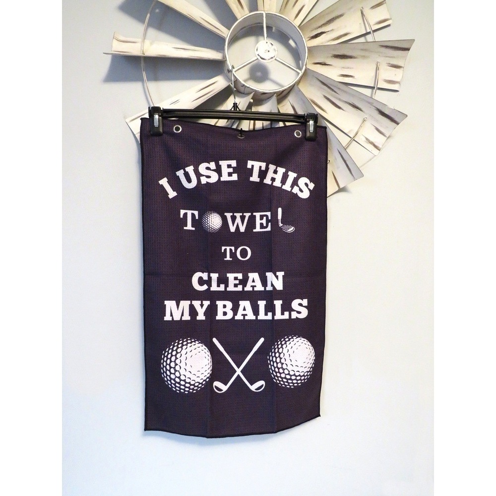 Golf Towel I Use This Towel To Clean My Balls Novelty Golf Gift Black 15x25" Fun
